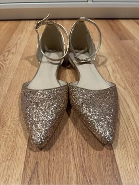 Rose Gold Flats with Ankle Strap
